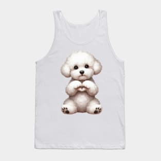 Valentine Bichon Frise Dog Giving Heart Hand Sign Tank Top